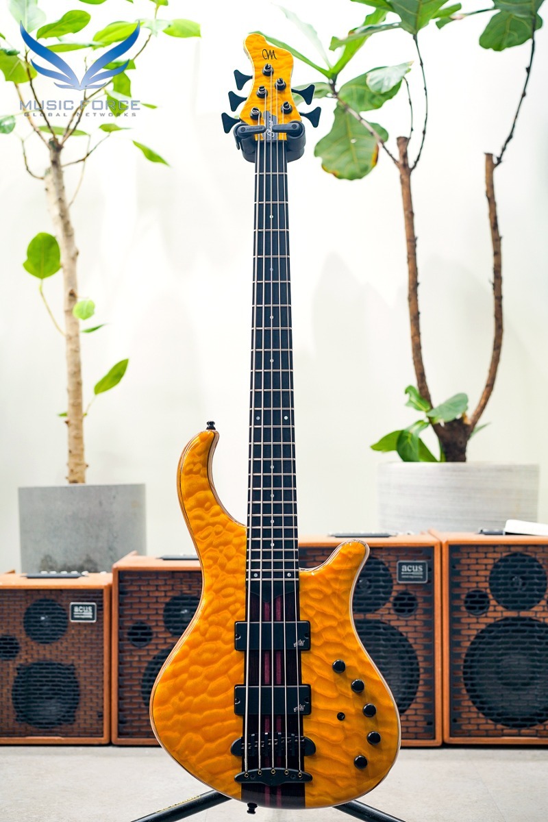 Mayones MB Patriot 5 5A Quilted Maple Top-Trans Yellow Gloss w/Wenge-Purpleheart Neck &amp; Ebony Fingerboard (신품)- PAN2312206